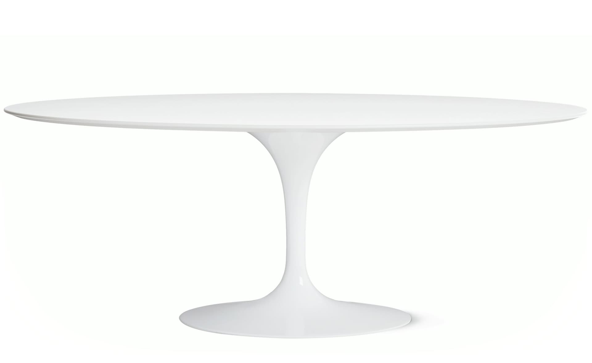 saarinen dining table - 78" oval / high gloss - white / laminate - white