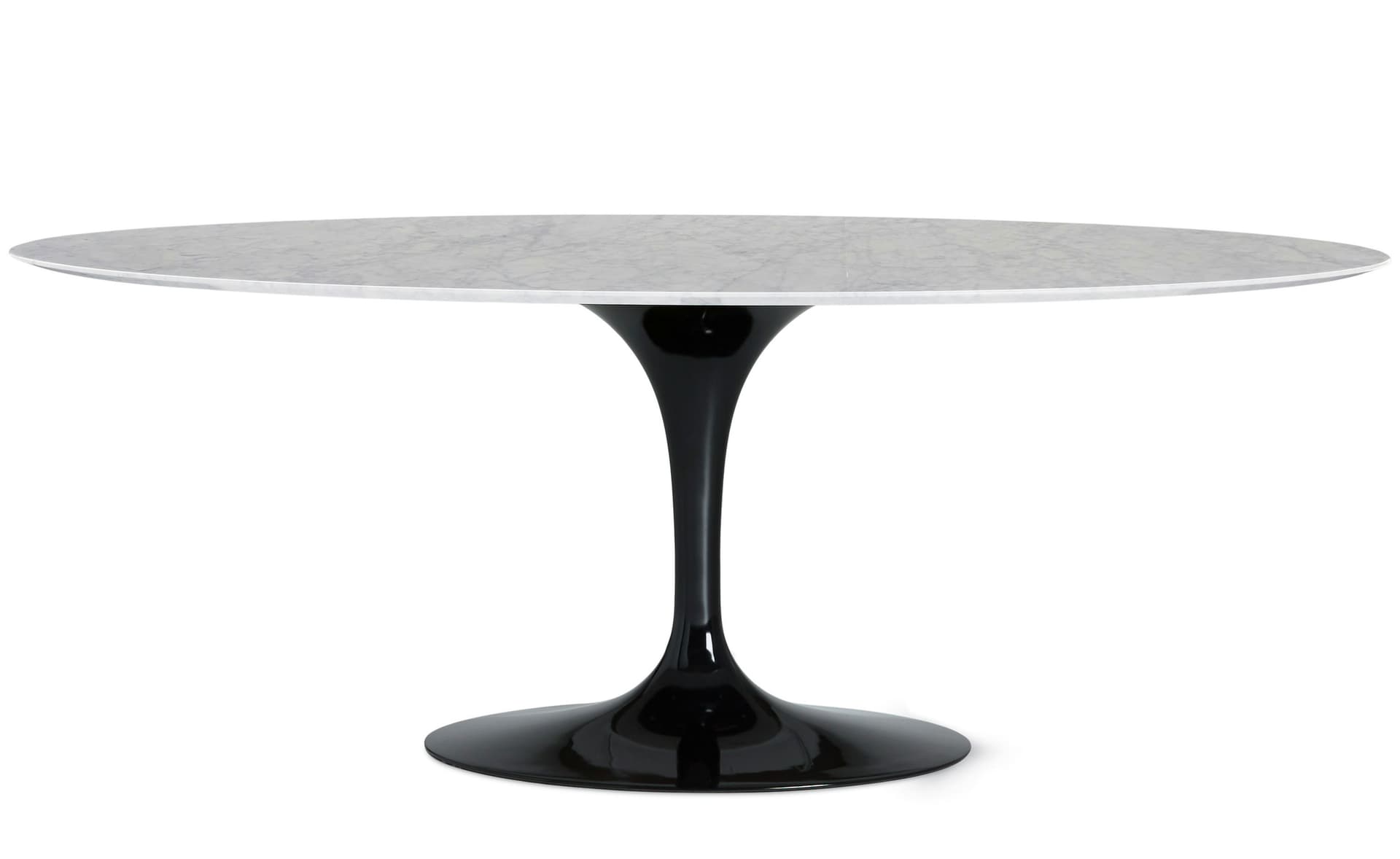 saarinen dining table - 78" oval / high gloss - black / polished marble - carrara