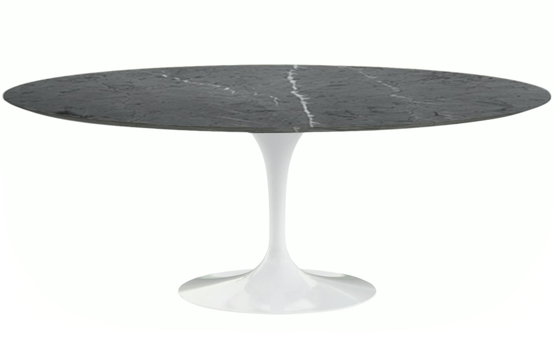 saarinen dining table - 78" oval / high gloss - white / satin marble - grigio marquina