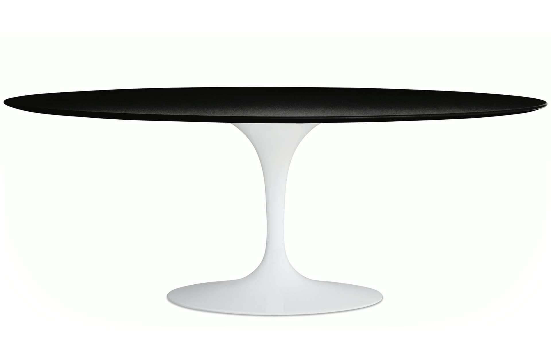 saarinen dining table - 78" oval / high gloss - white / laminate - black
