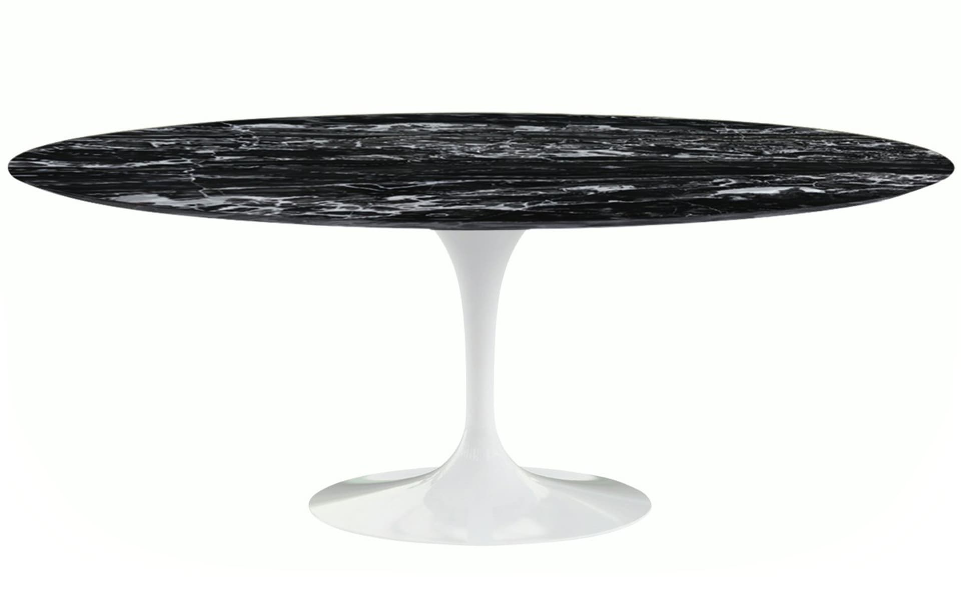 saarinen dining table - 78" oval / high gloss - white / satin marble - portoro