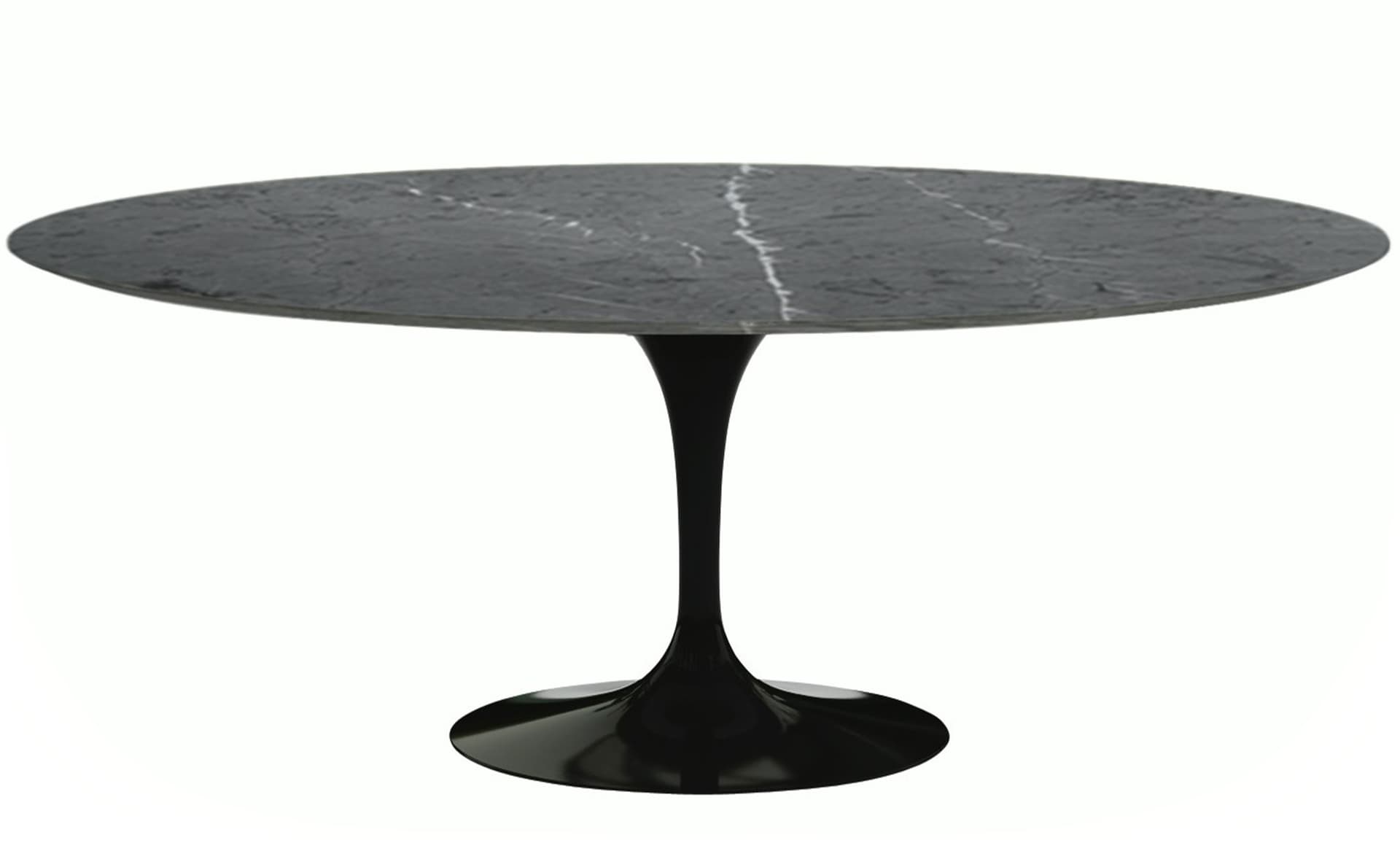 saarinen dining table - 78" oval / high gloss - black / satin marble - grigio marquina