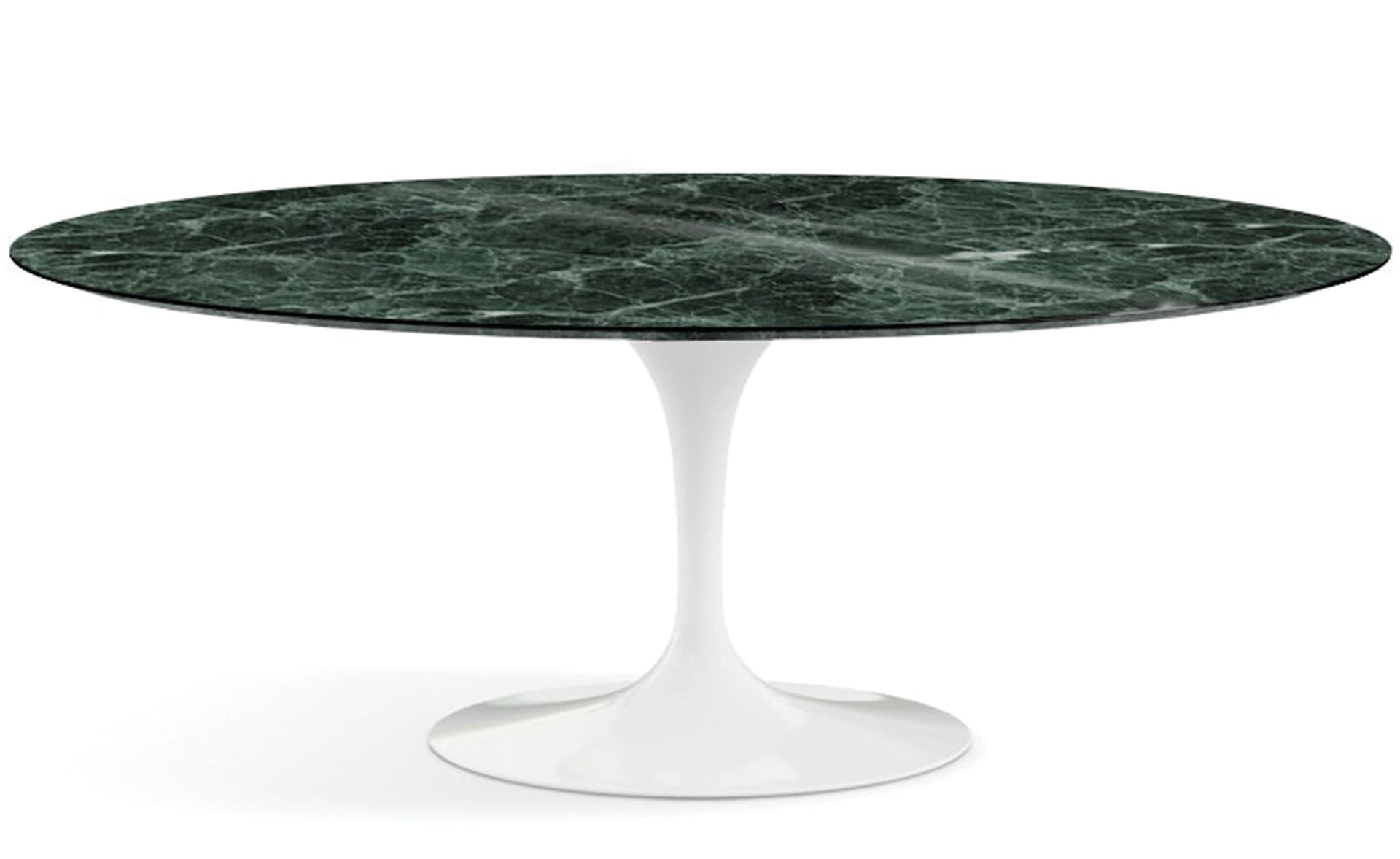 saarinen dining table - 78" oval / high gloss - white / satin marble - verde alpi