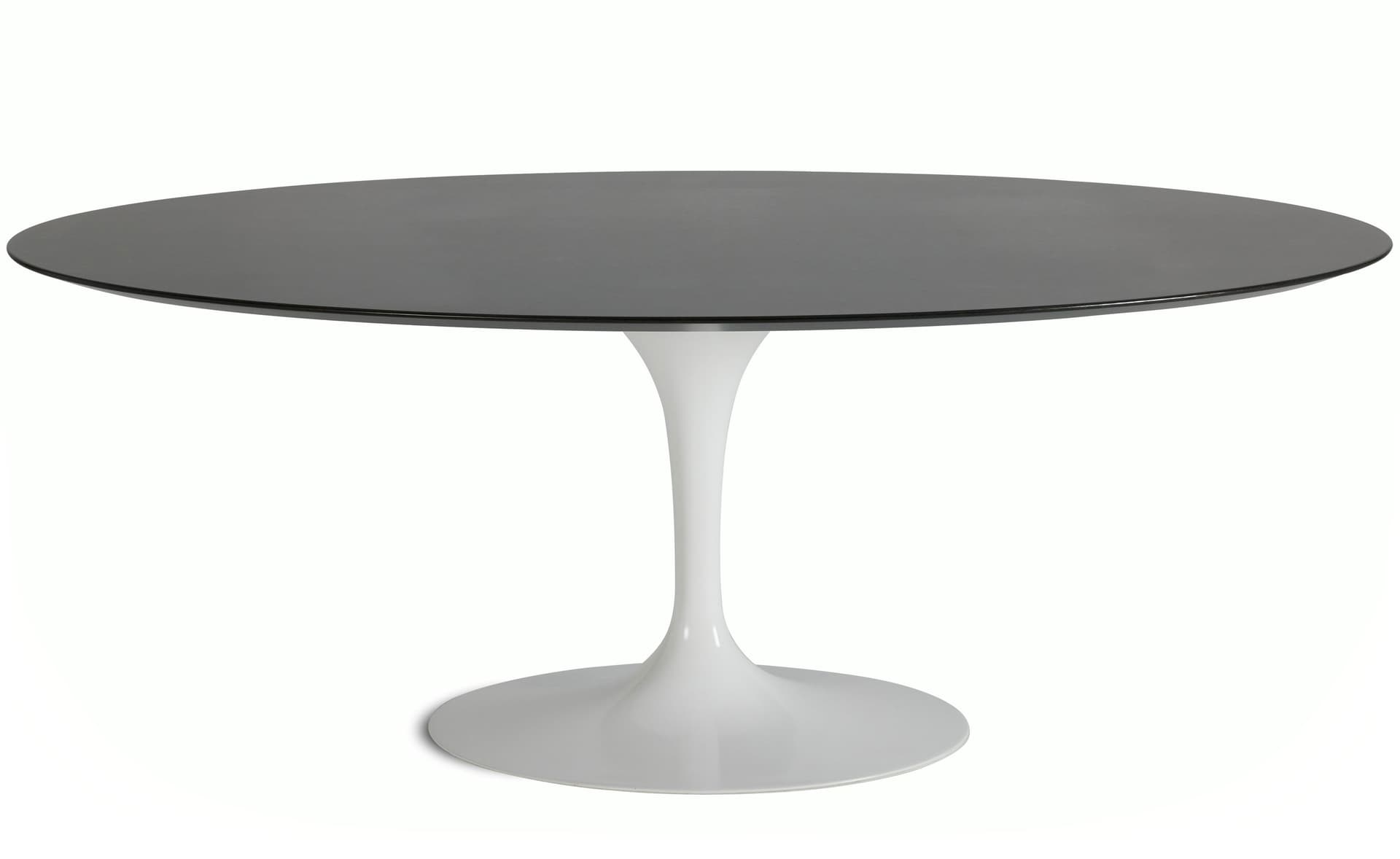 saarinen dining table - 78" oval / high gloss - white / veneer - topo noir