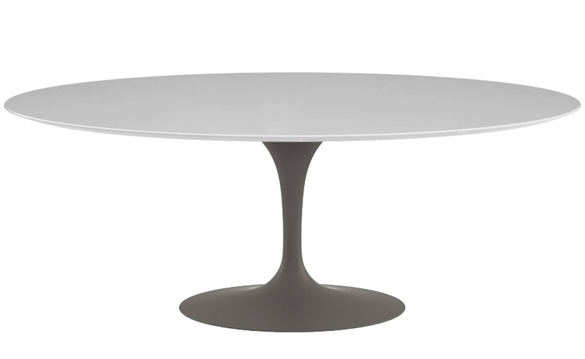 saarinen dining table - 78" oval / satin - grey / laminate - white