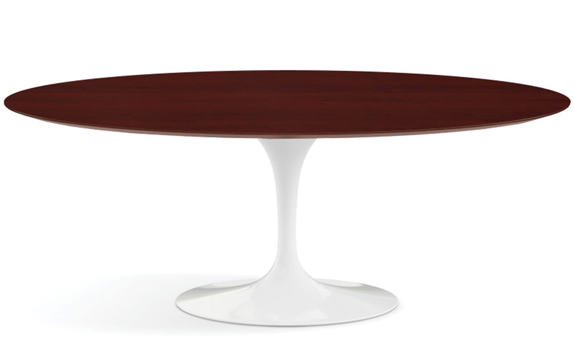 saarinen dining table - 78" oval / high gloss - white / veneer - reff dark cherry