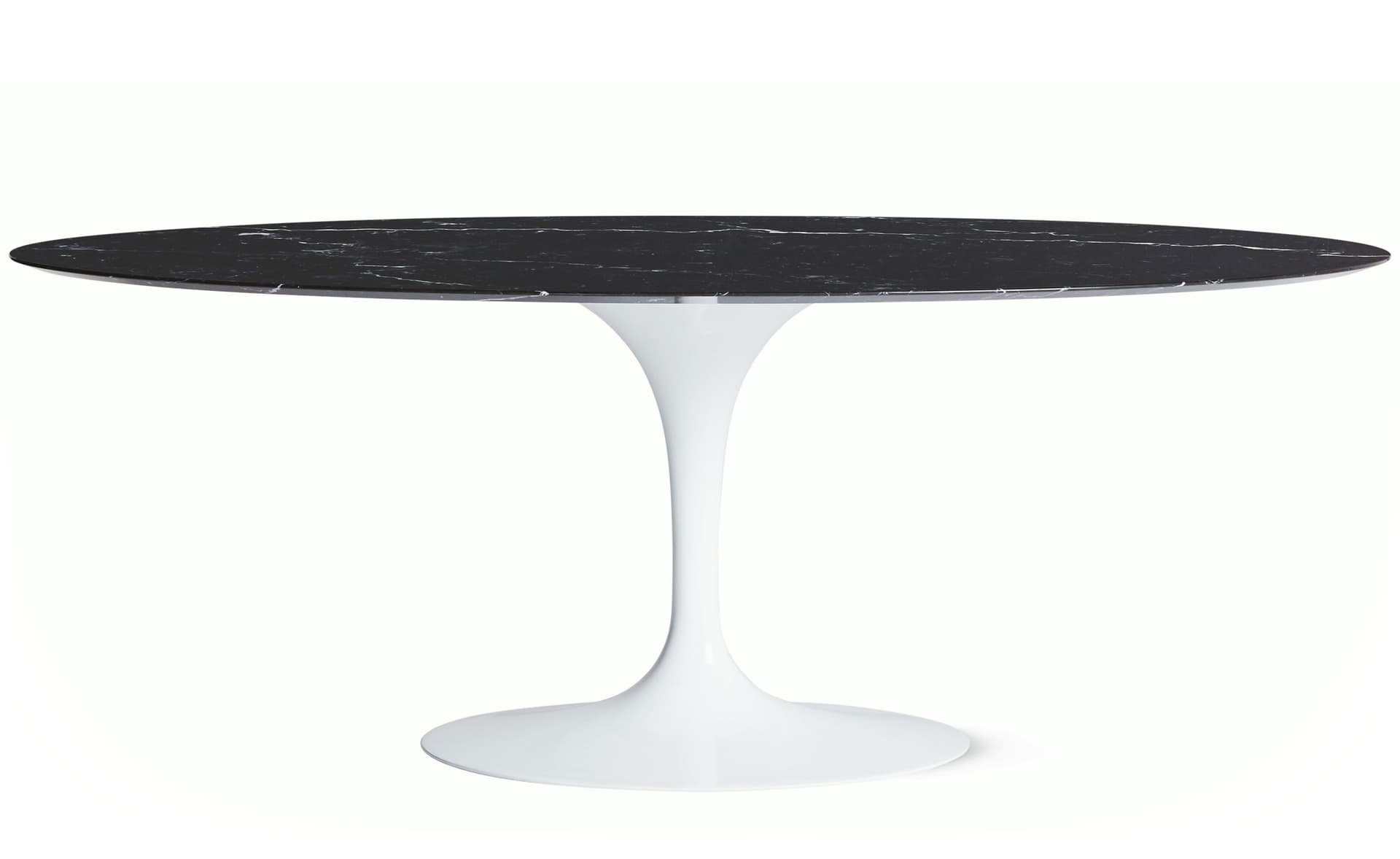 saarinen dining table - 78" oval / high gloss - white / satin marble - nero marquina