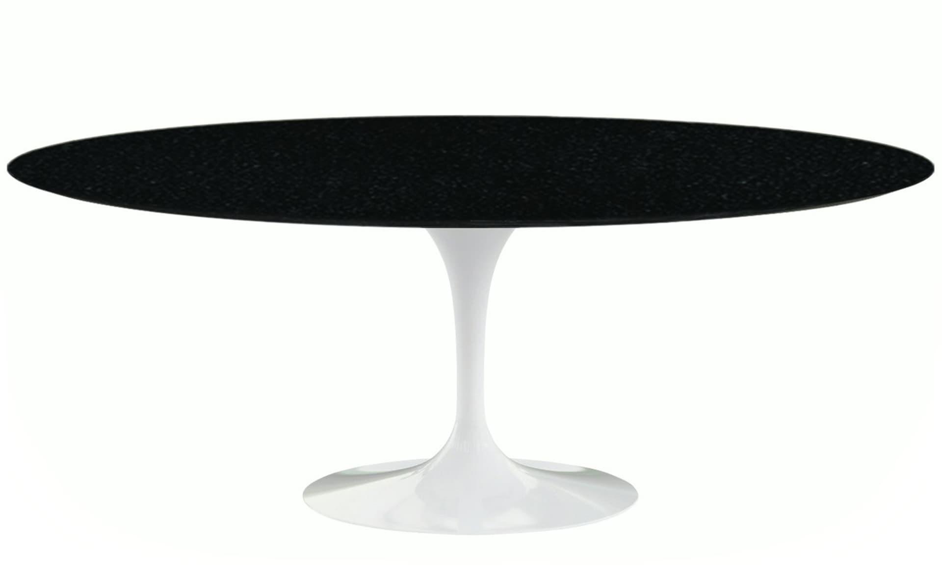 saarinen dining table - 78" oval / high gloss - white / granite - black andes
