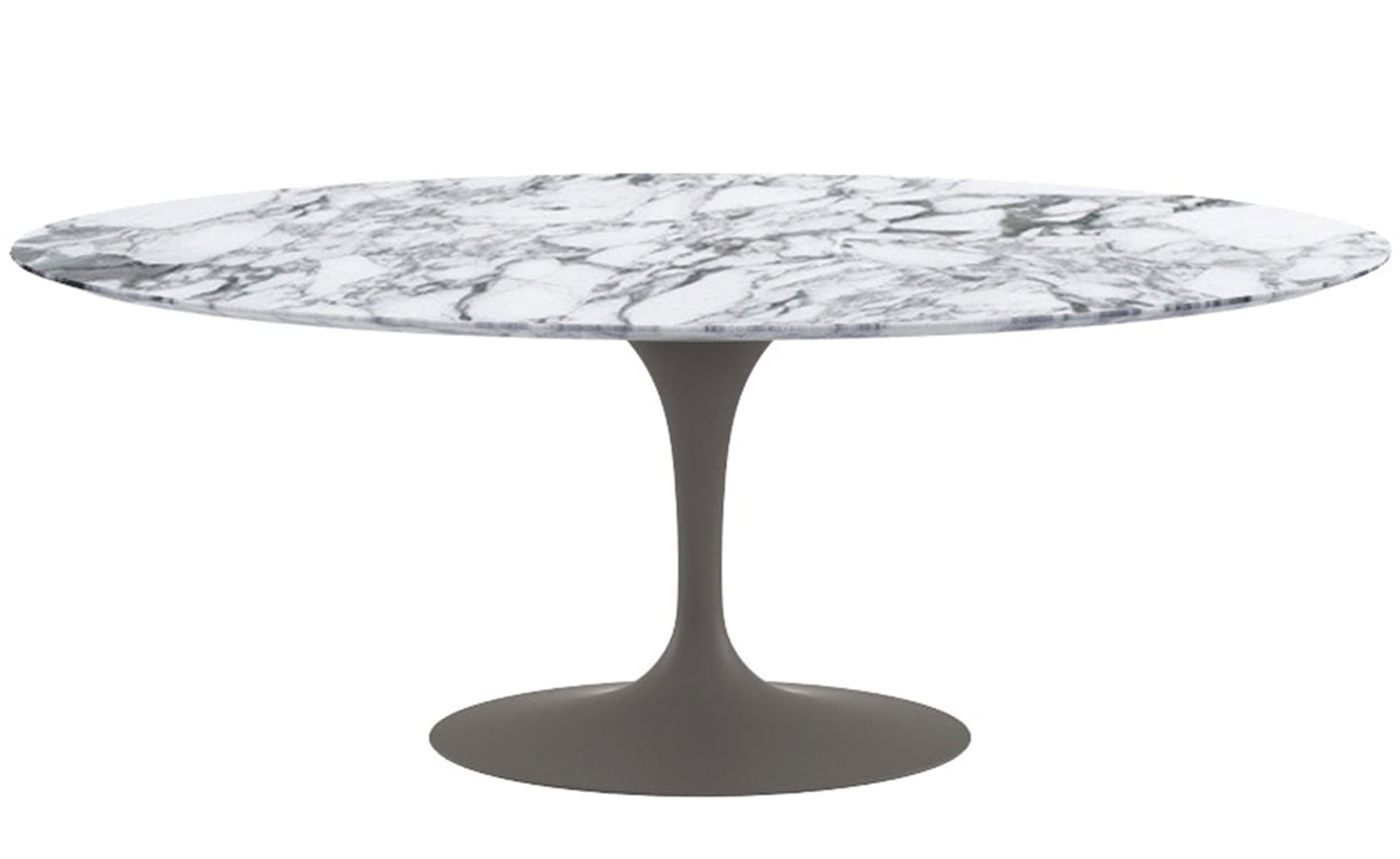 saarinen dining table - 78" oval / satin - grey / polished marble - arabescato