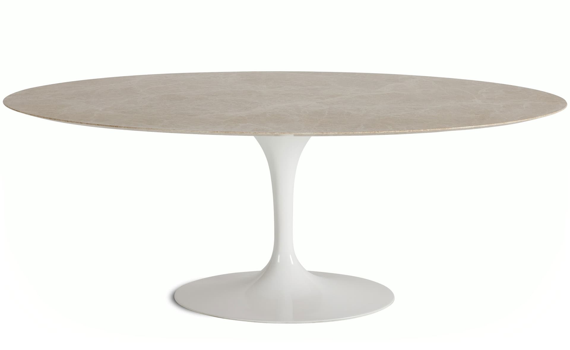 saarinen dining table - 78" oval / high gloss - white / satin marble - emperador light