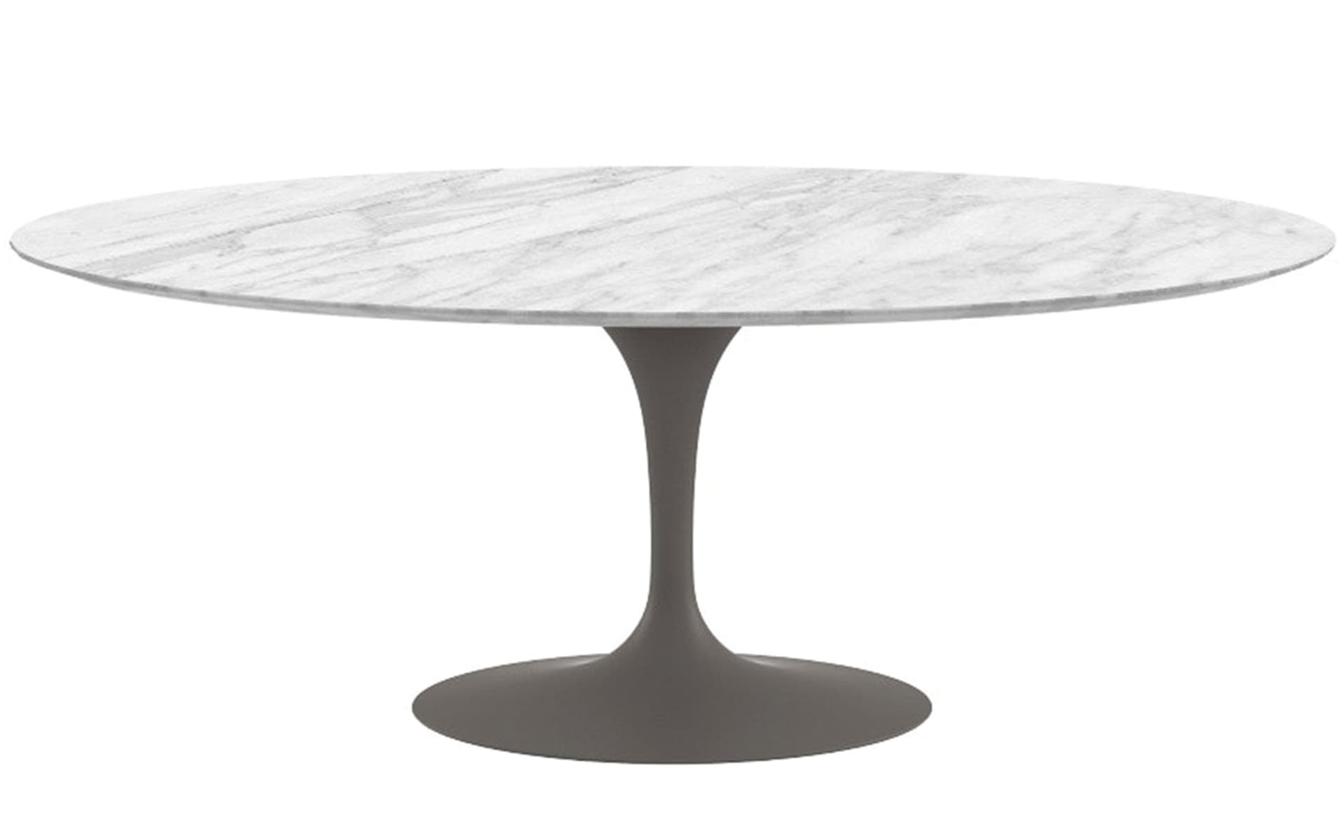 saarinen dining table - 78" oval / satin - grey / polished marble - carrara