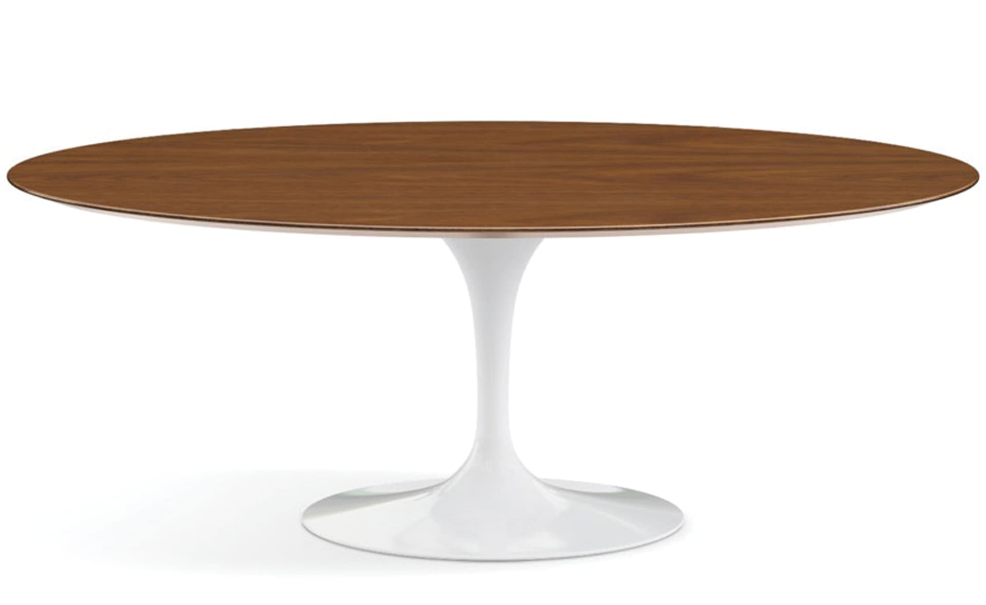 saarinen dining table - 78" oval / high gloss - white / veneer - light walnut