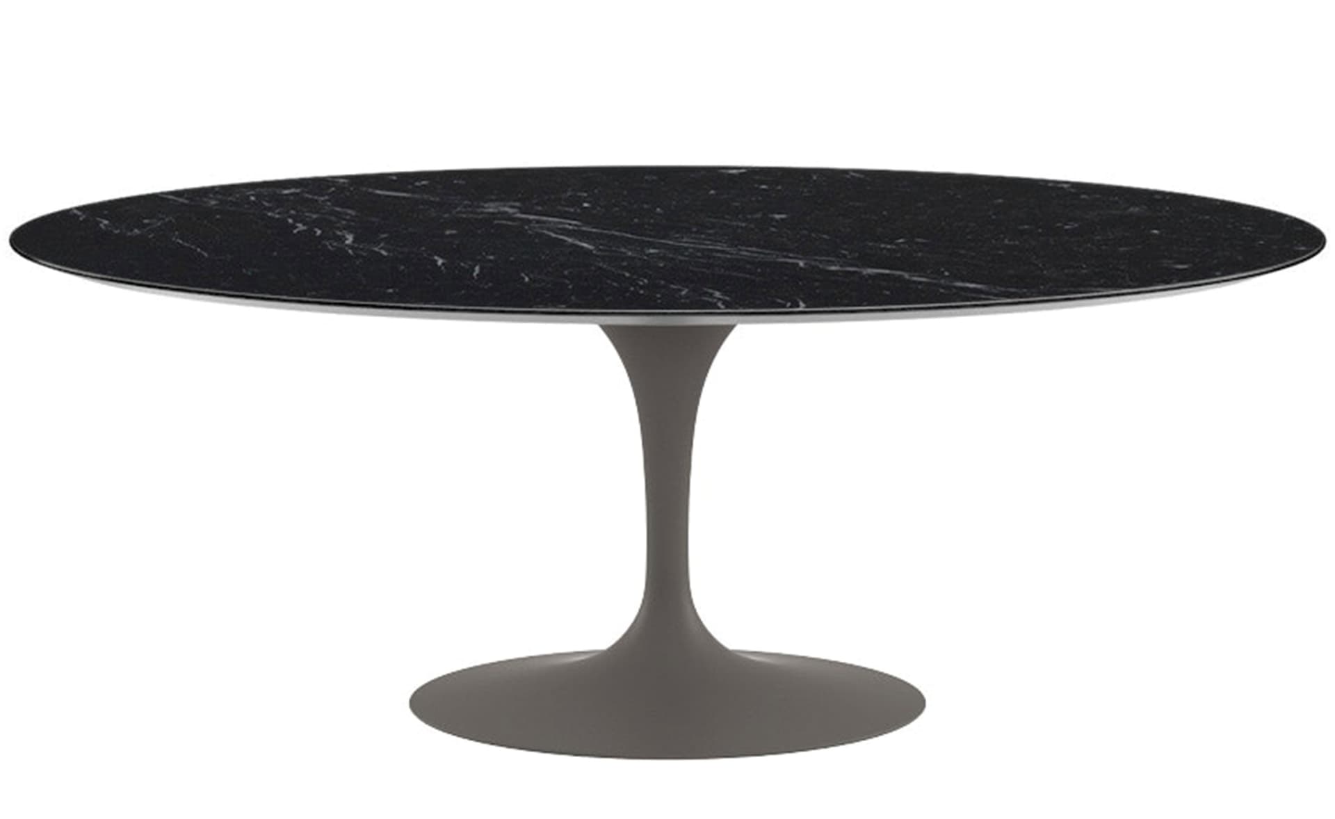 saarinen dining table - 78" oval / satin - grey / polished marble - nero marquina