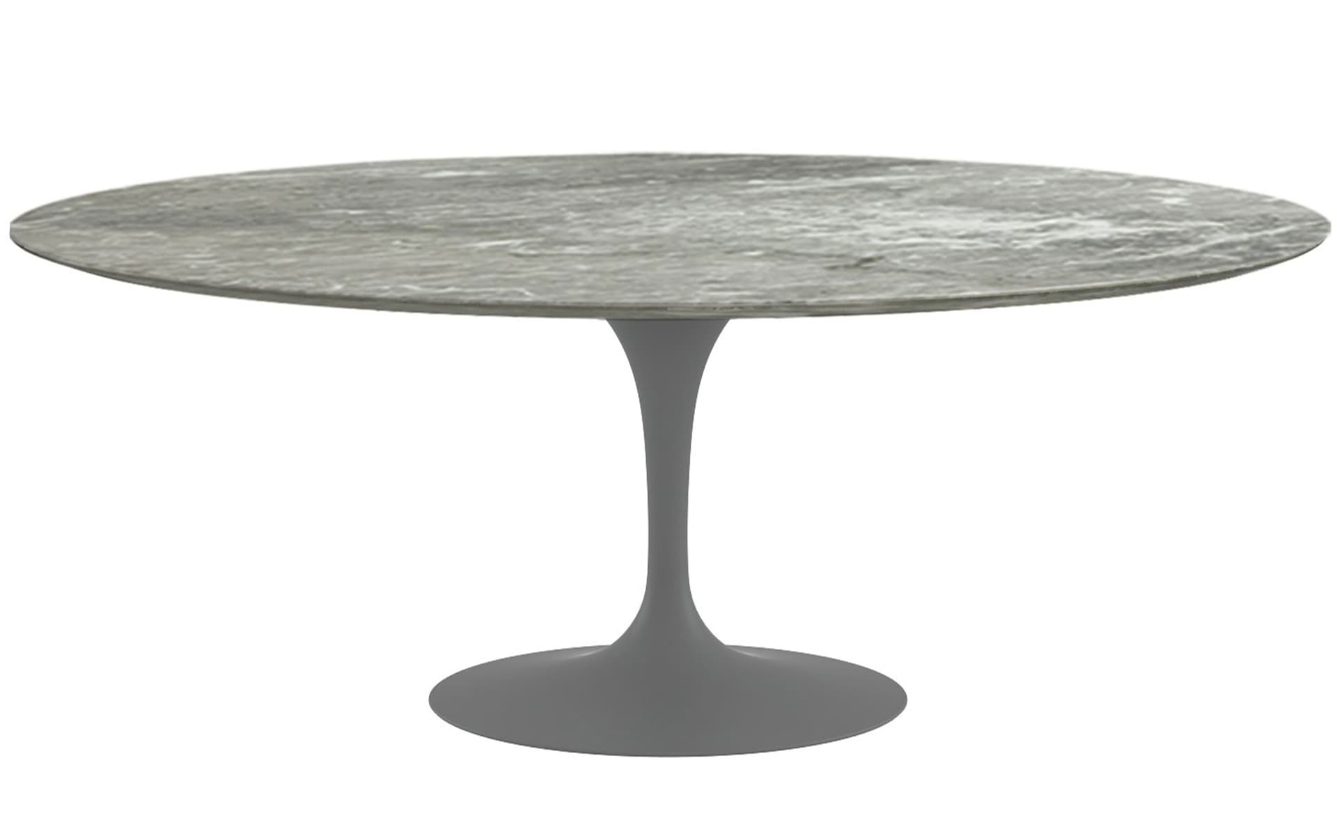 saarinen dining table - 78" oval / satin - grey / polished marble - grey