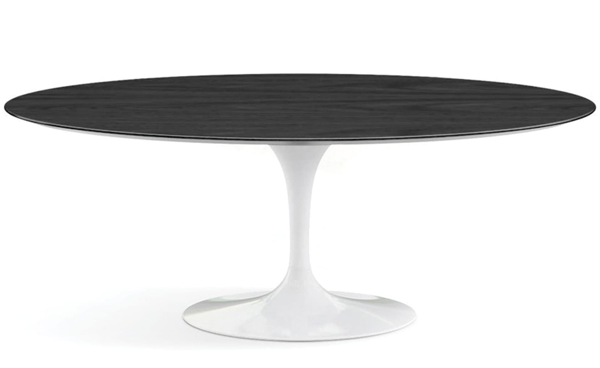 saarinen dining table - 78" oval / high gloss - white / veneer - ebonized walnut