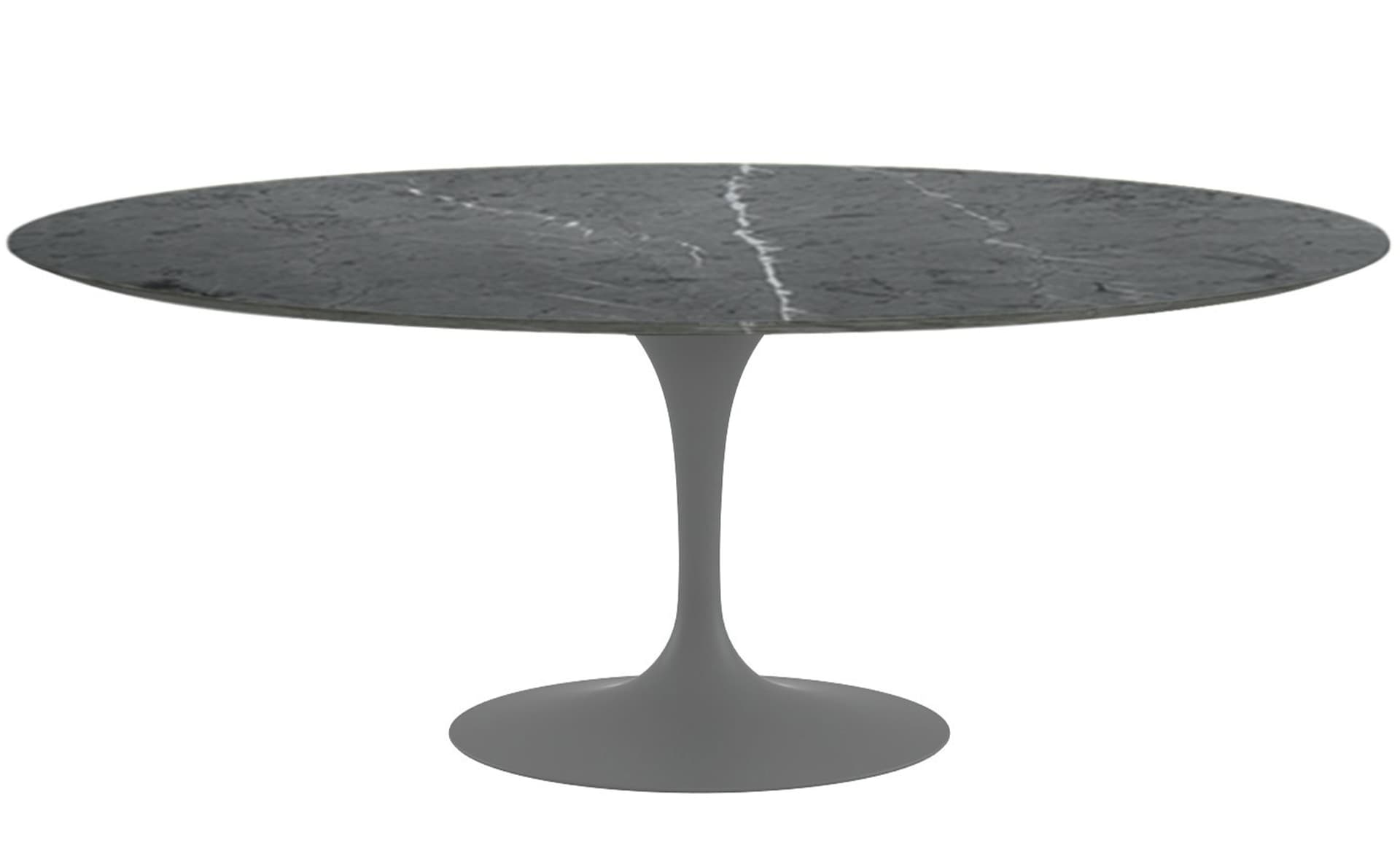 saarinen dining table - 78" oval / satin - grey / polished marble - grigio marquina