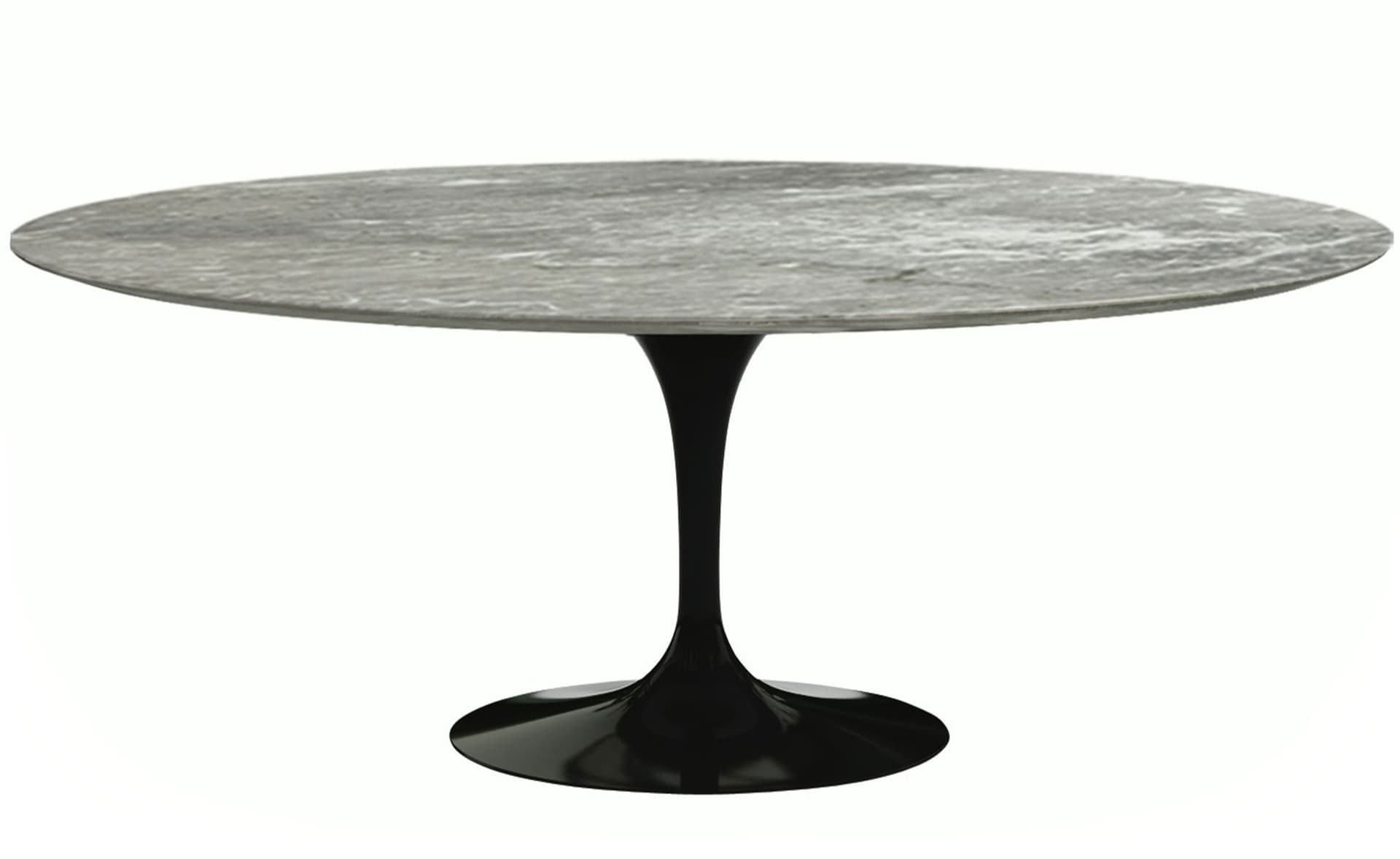 saarinen dining table - 78" oval / high gloss - black / satin marble - grey
