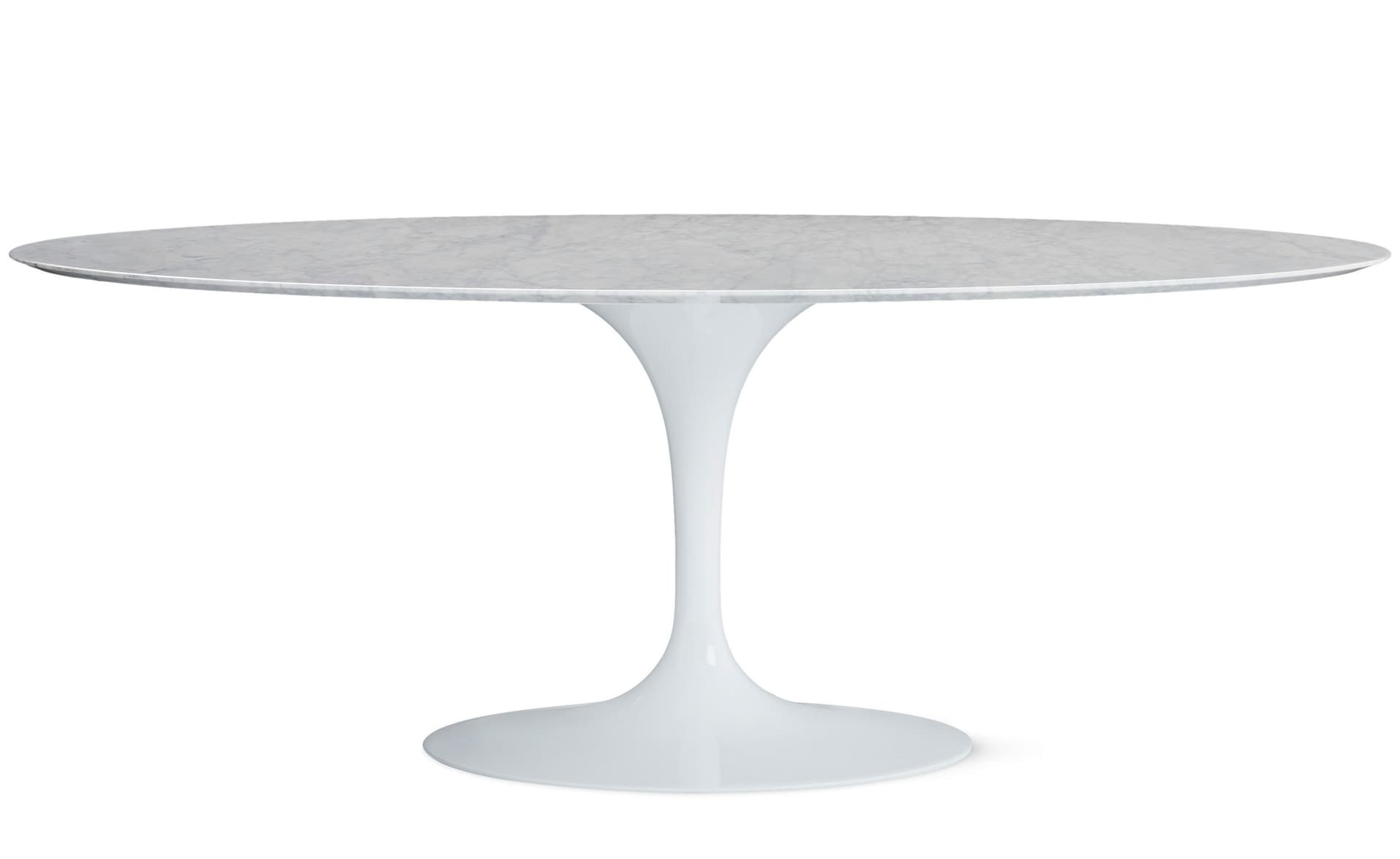 saarinen dining table - 78" oval / high gloss - white / polished marble - carrara