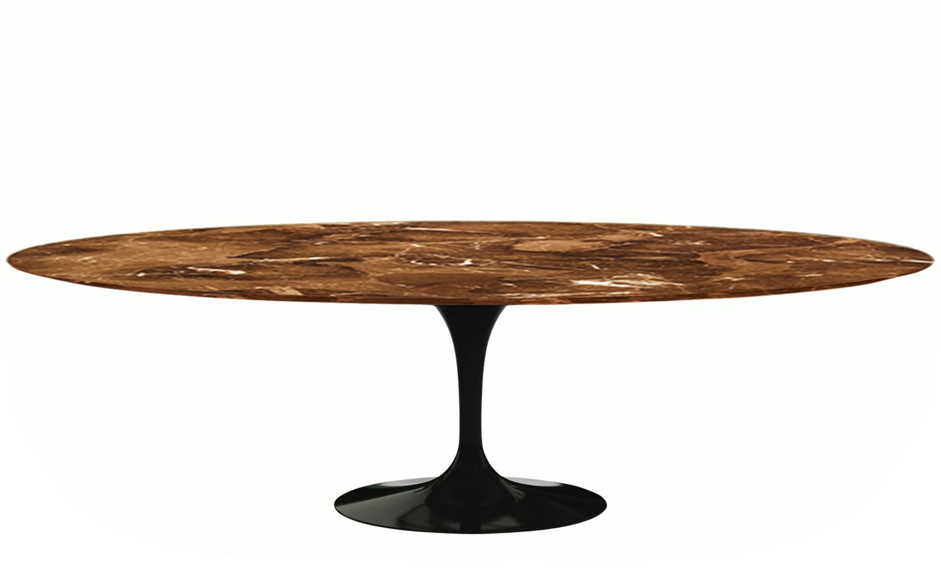 saarinen dining table - 96" oval / high gloss - black / polished marble - espresso