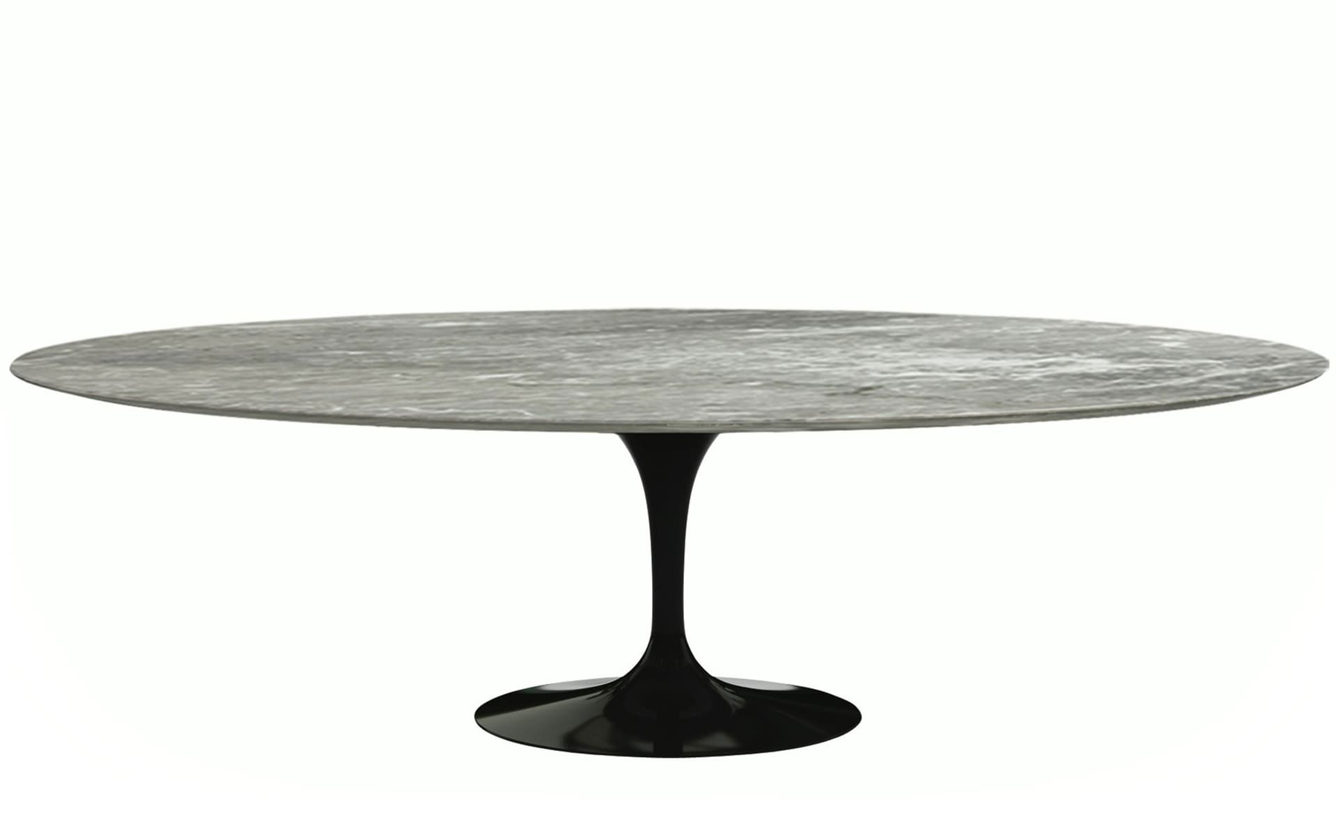 saarinen dining table - 96" oval / high gloss - black / satin marble - grey