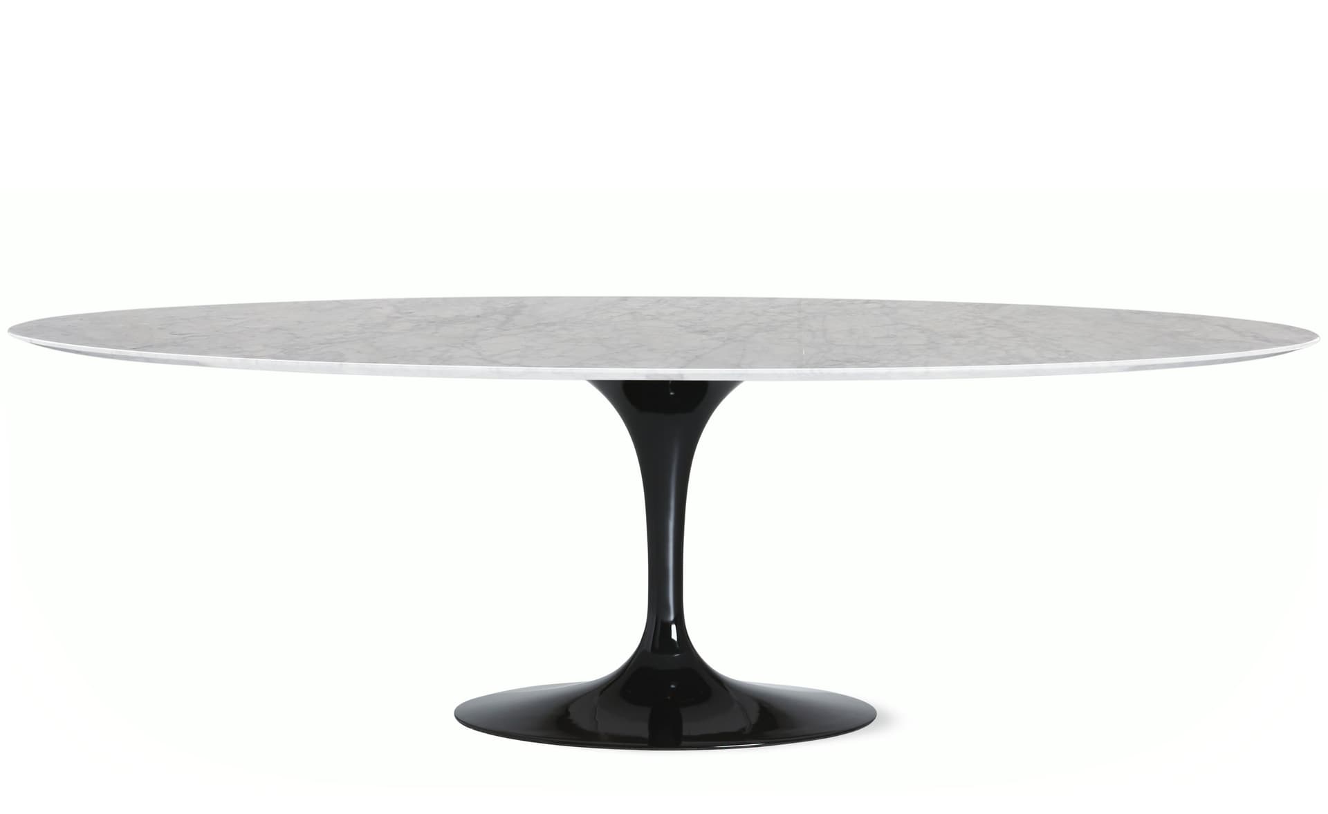 saarinen dining table - 96" oval / high gloss - black / satin marble - carrara