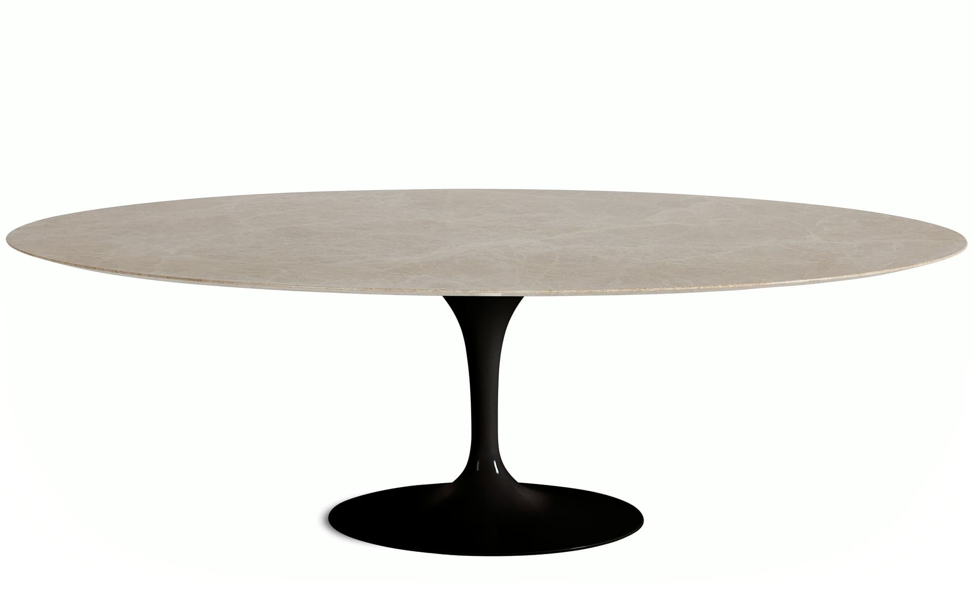 saarinen dining table - 96" oval / high gloss - black / polished marble - emperador light