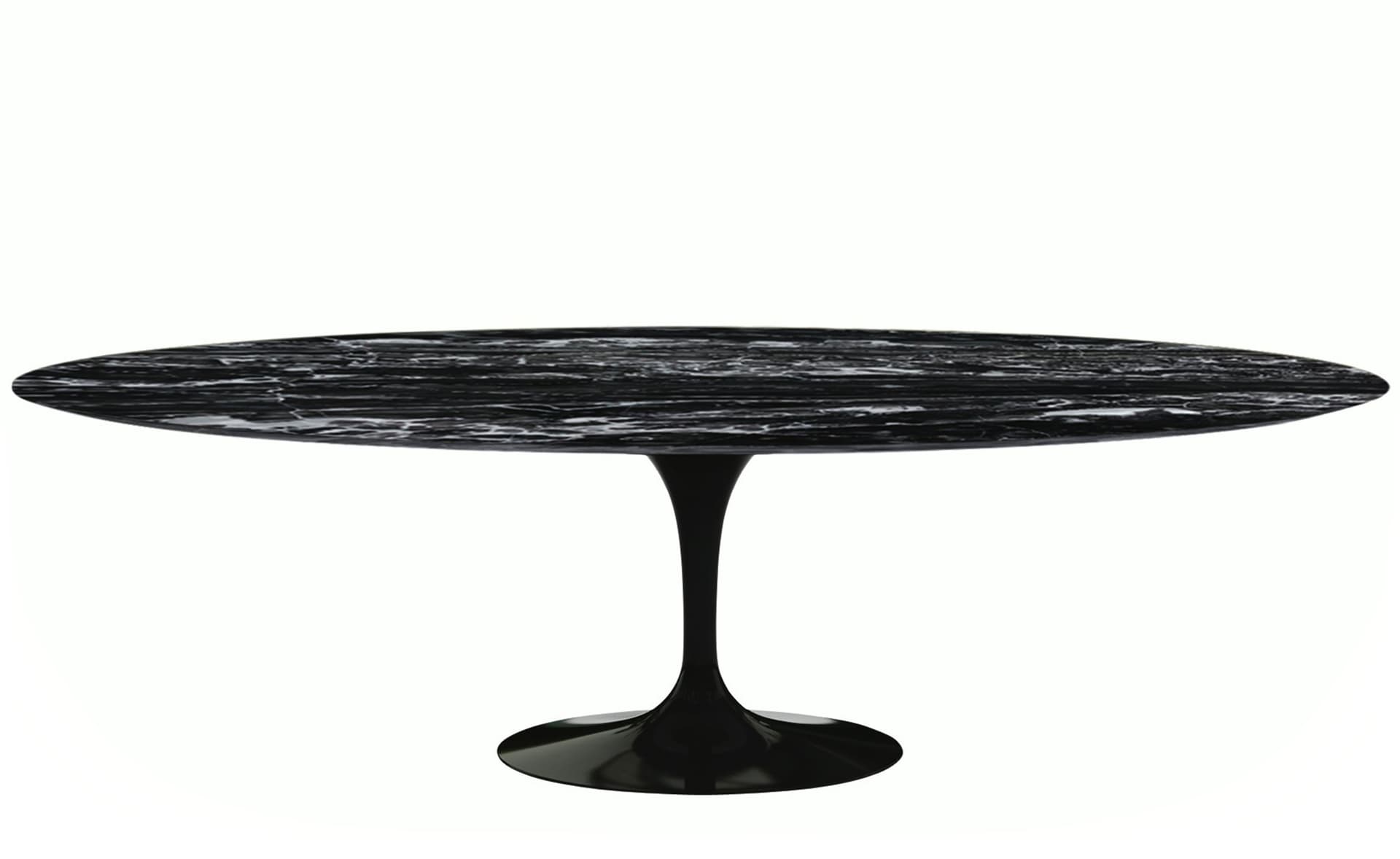 saarinen dining table - 96" oval / high gloss - black / satin marble - portoro
