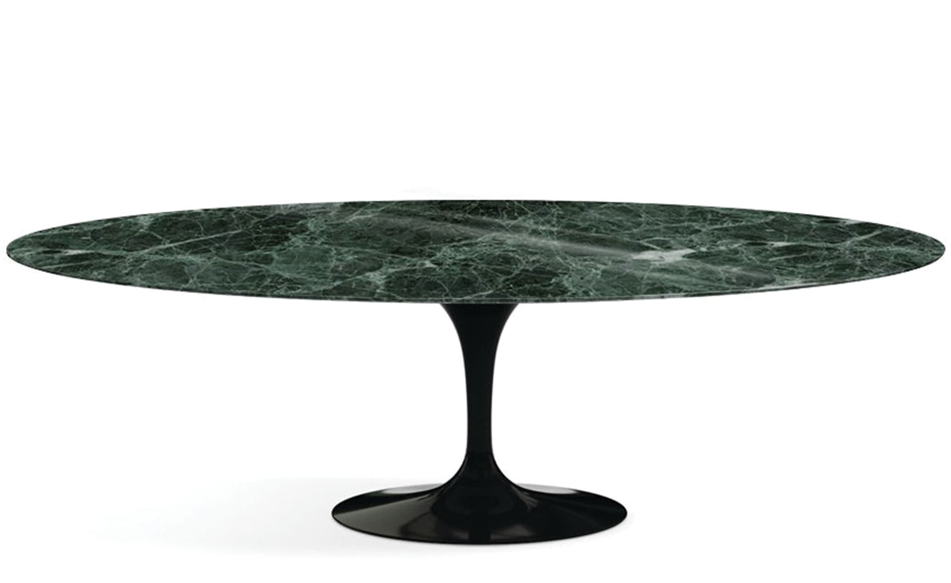 saarinen dining table - 96" oval / high gloss - black / satin marble - verde alpi