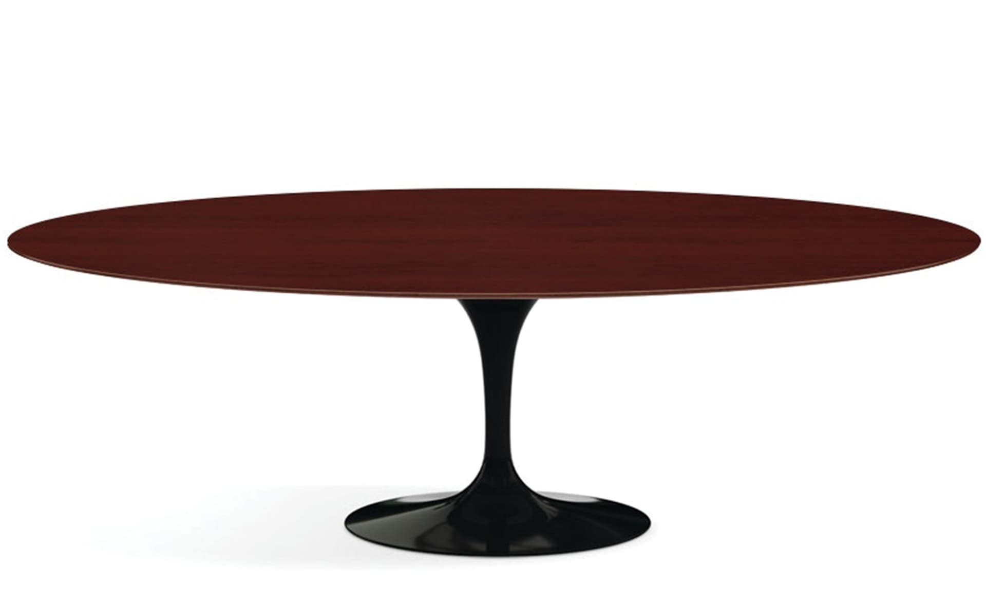 saarinen dining table - 96" oval / high gloss - black / veneer - reff dark cherry