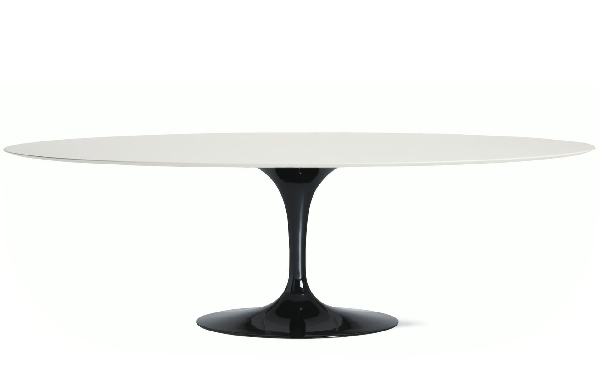 saarinen dining table - 96" oval / high gloss - black / engineered stone - vetro bianco
