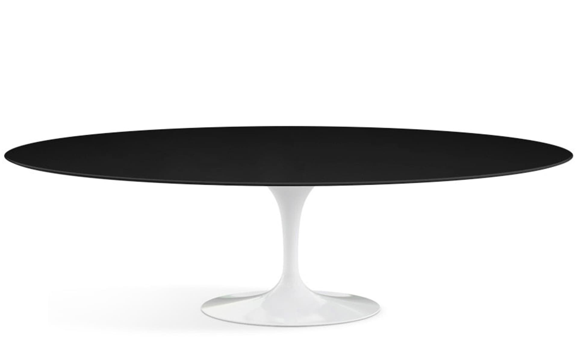 saarinen dining table - 96" oval / high gloss - white / laminate - black