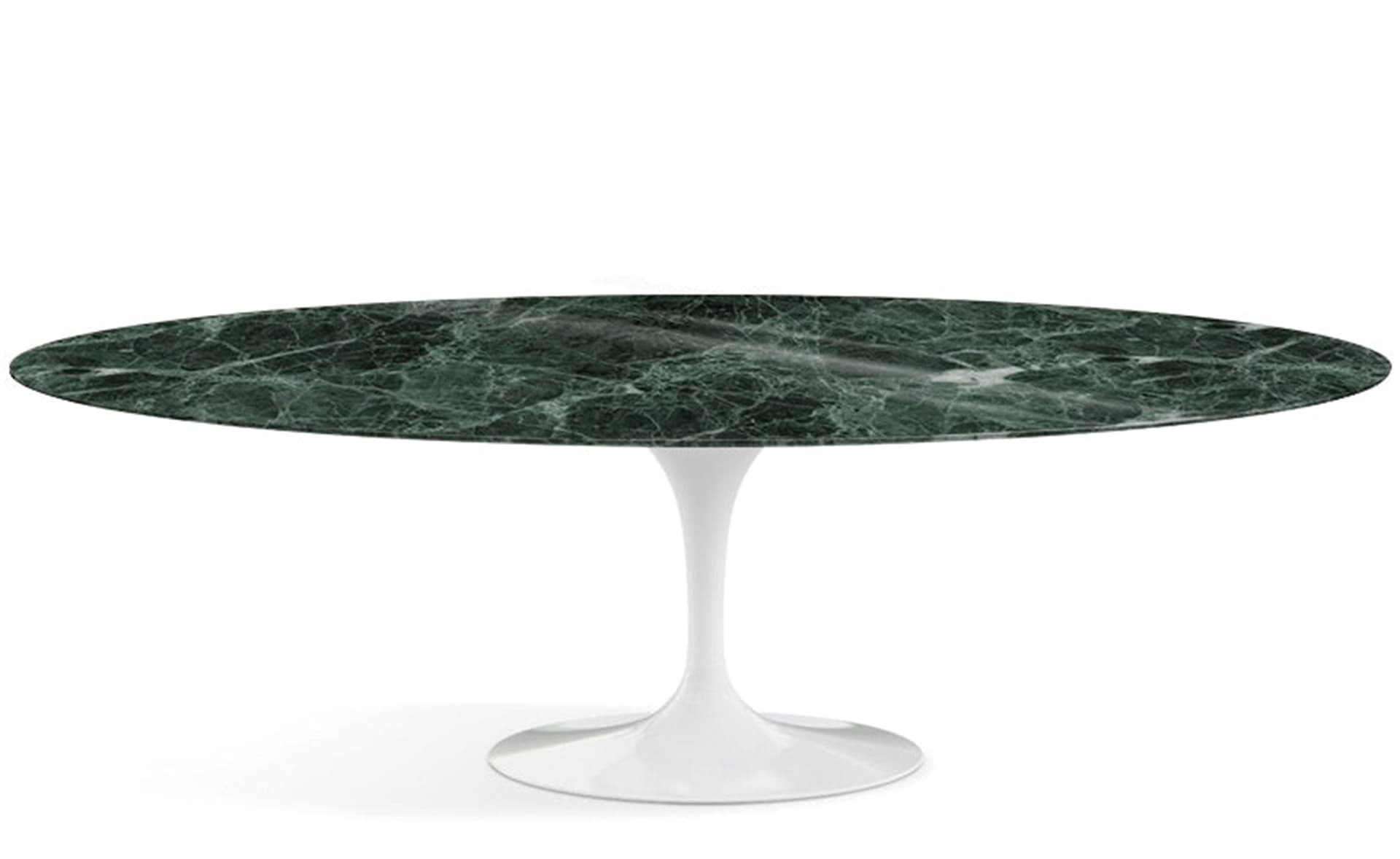 saarinen dining table - 96" oval / high gloss - white / satin marble - verde alpi