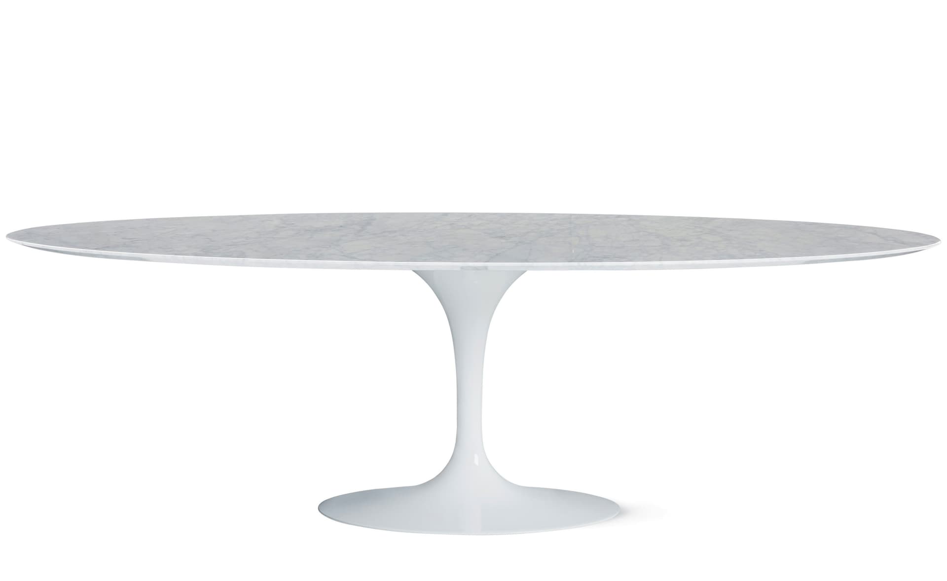 saarinen dining table - 96" oval / high gloss - white / satin marble - carrara