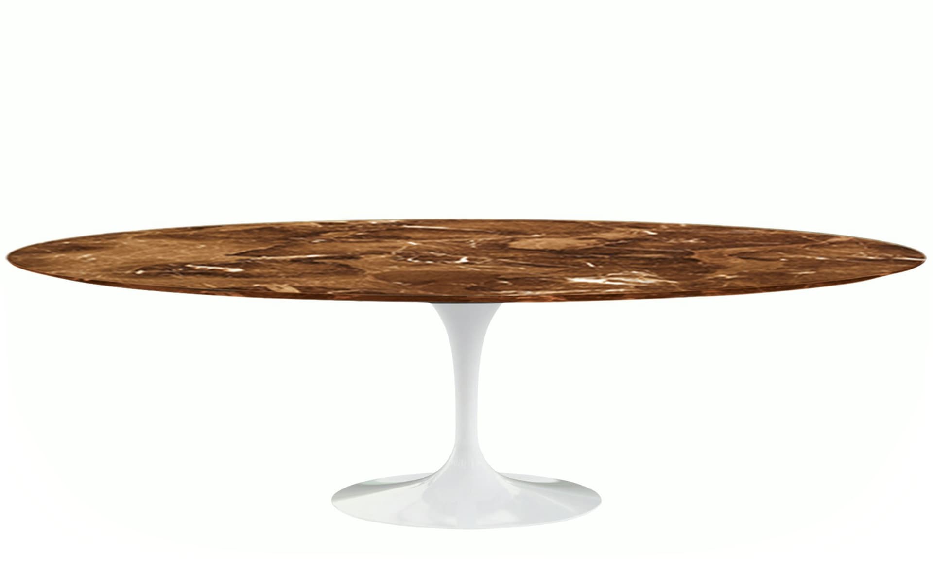 saarinen dining table - 96" oval / high gloss - white / polished marble - espresso