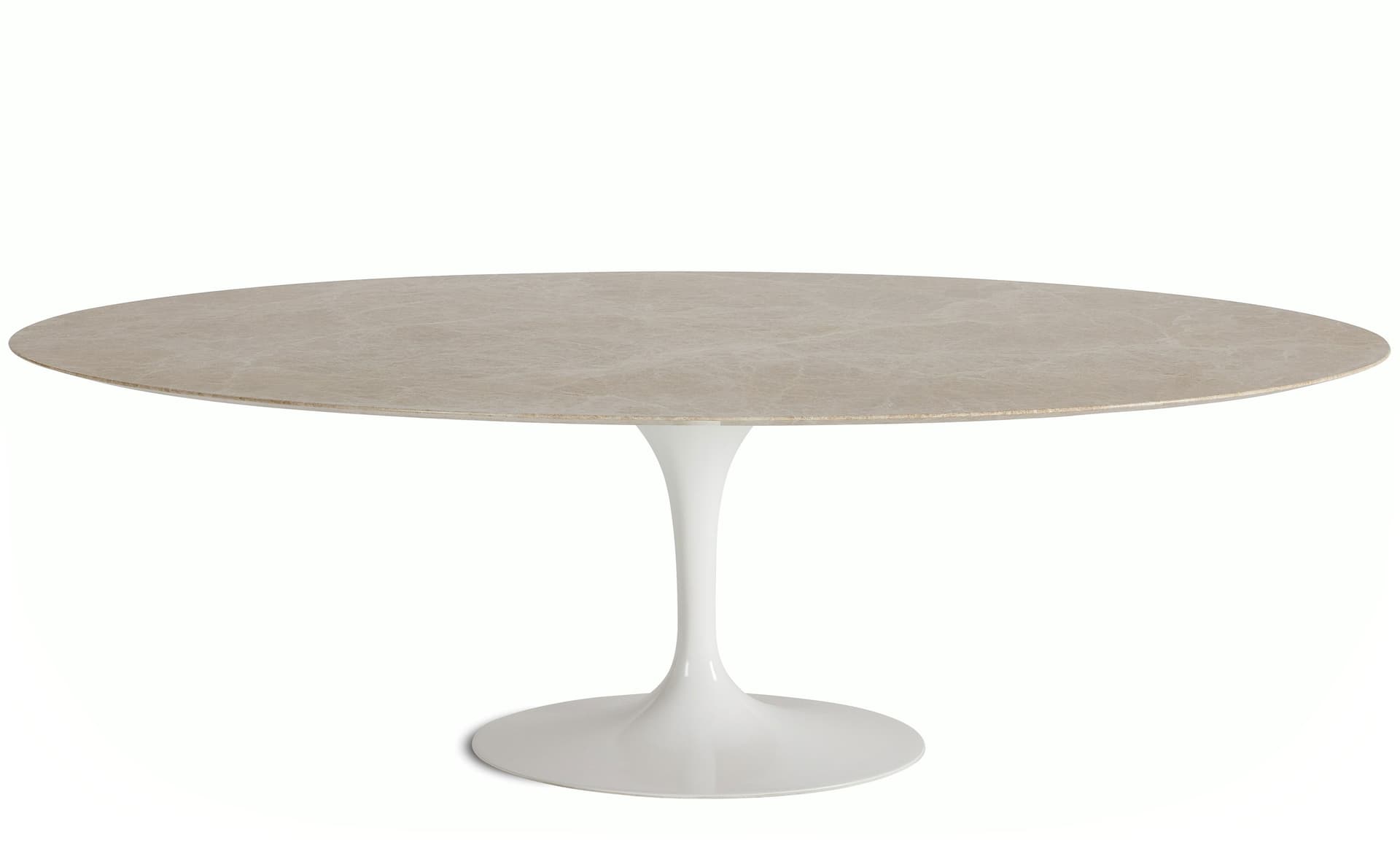 saarinen dining table - 96" oval / high gloss - white / satin marble - emperador light