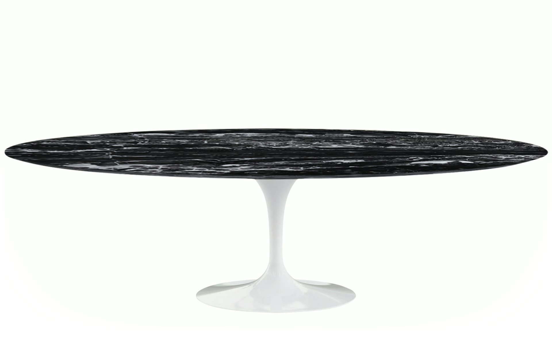 saarinen dining table - 96" oval / high gloss - white / polished marble - portoro