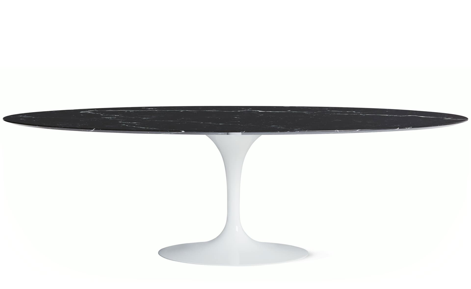 saarinen dining table - 96" oval / high gloss - white / polished marble - nero marquina