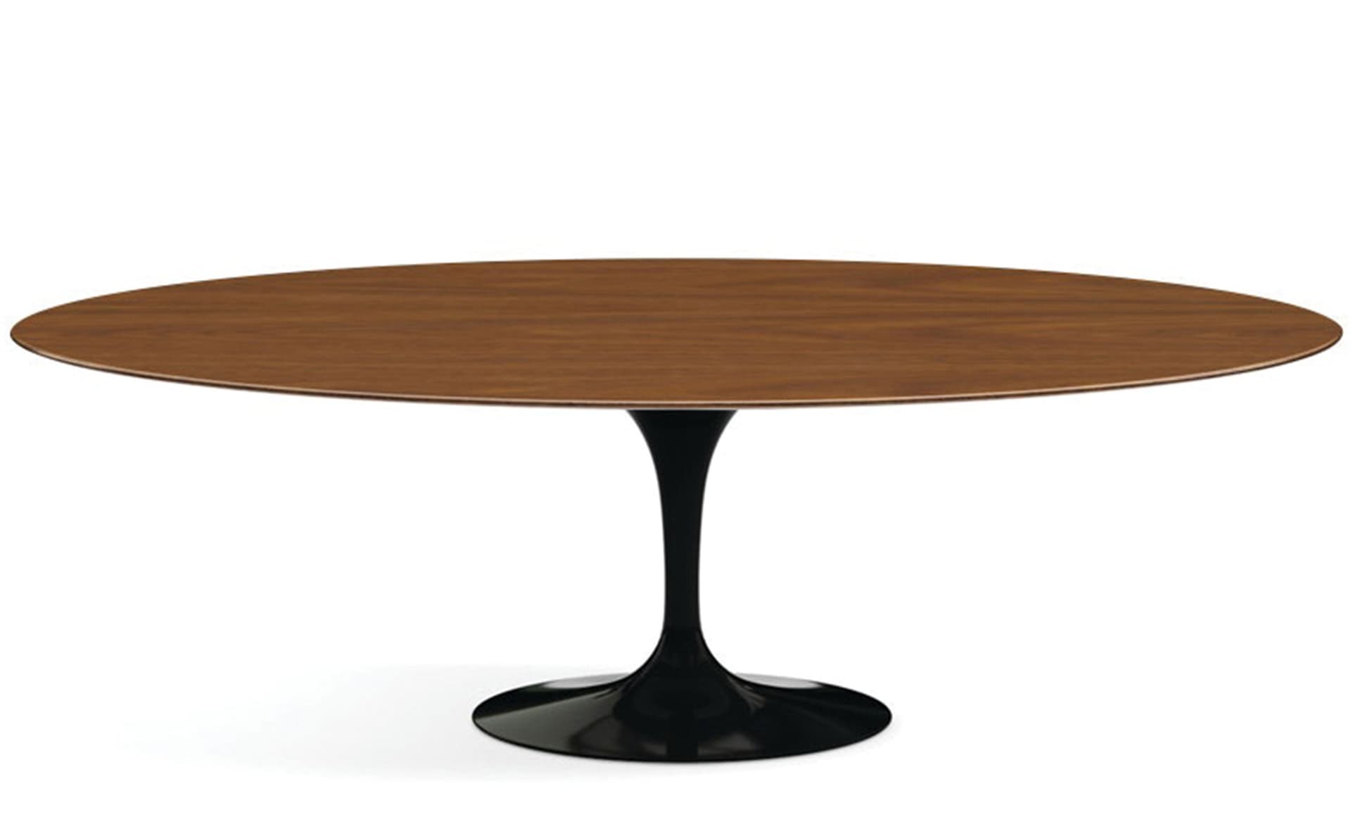 saarinen dining table - 96" oval / high gloss - black / veneer - light walnut