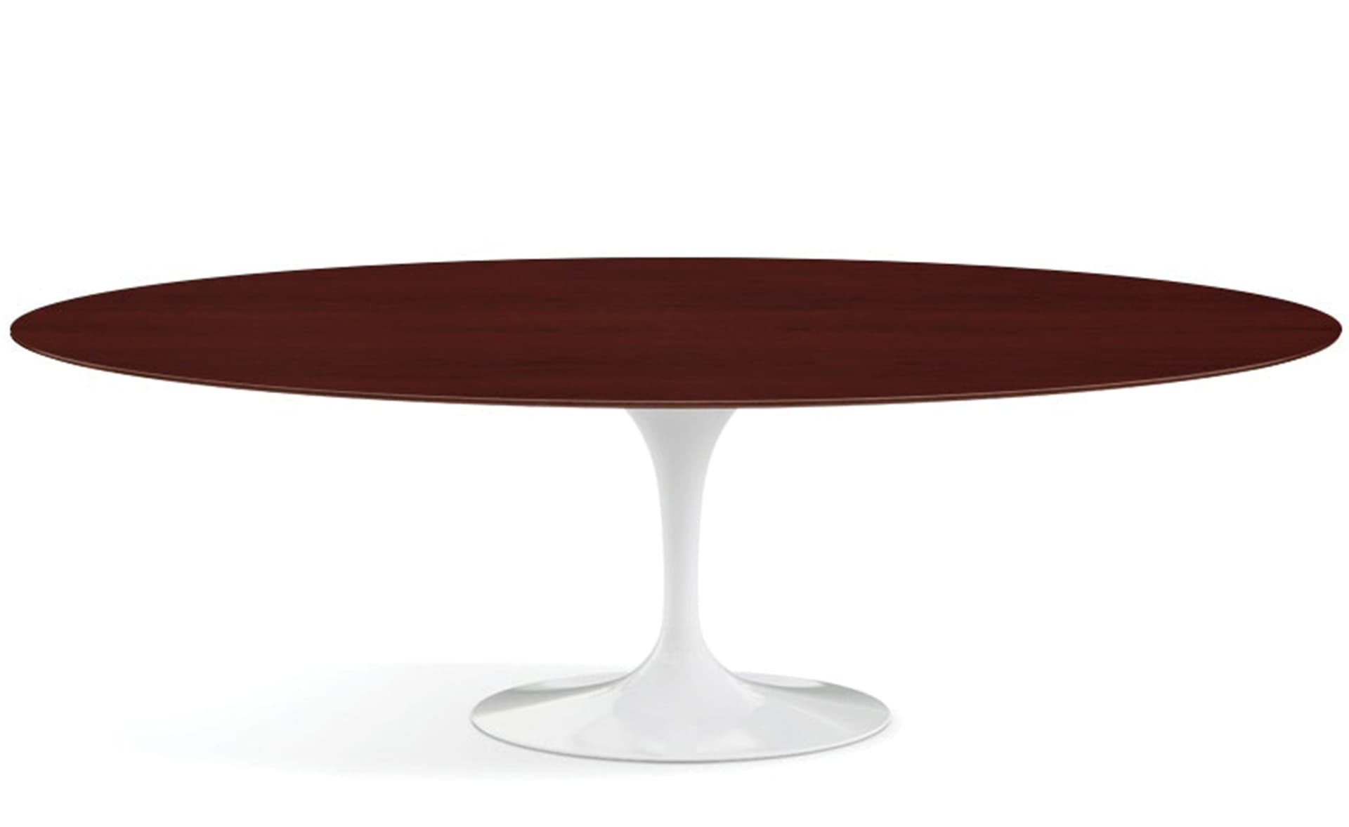 saarinen dining table - 96" oval / high gloss - white / veneer - reff dark cherry
