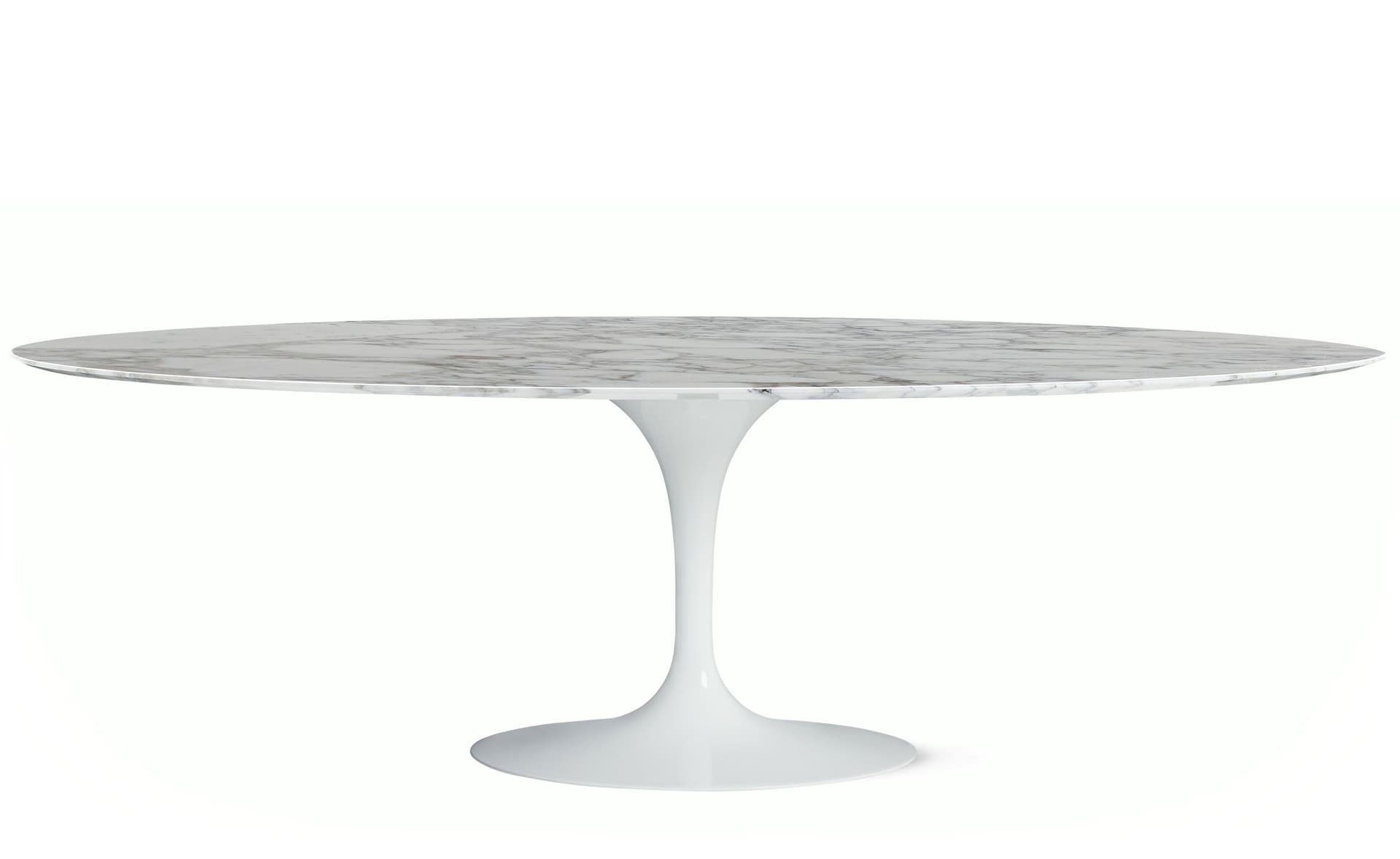 saarinen dining table - 96" oval / high gloss - white / polished marble - arabescato