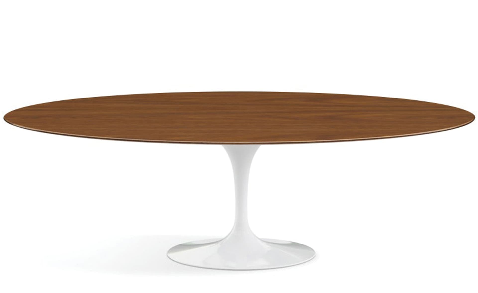 saarinen dining table - 96" oval / high gloss - white / veneer - light walnut