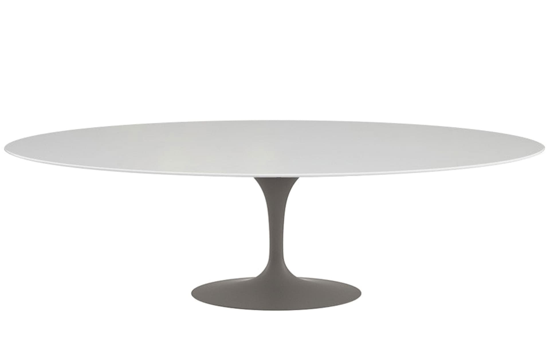 saarinen dining table - 96" oval / satin - grey / laminate - white