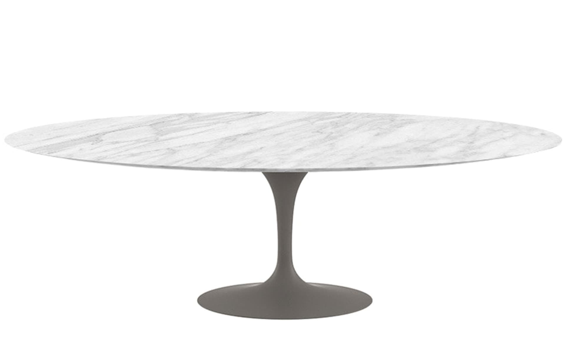saarinen dining table - 96" oval / satin - grey / polished marble - carrara