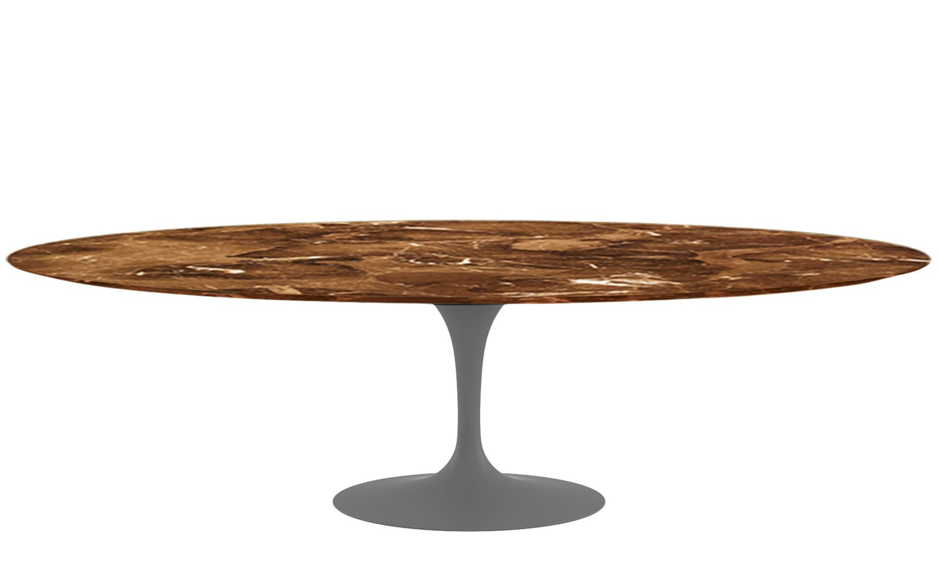 saarinen dining table - 96" oval / satin - grey / polished marble - espresso