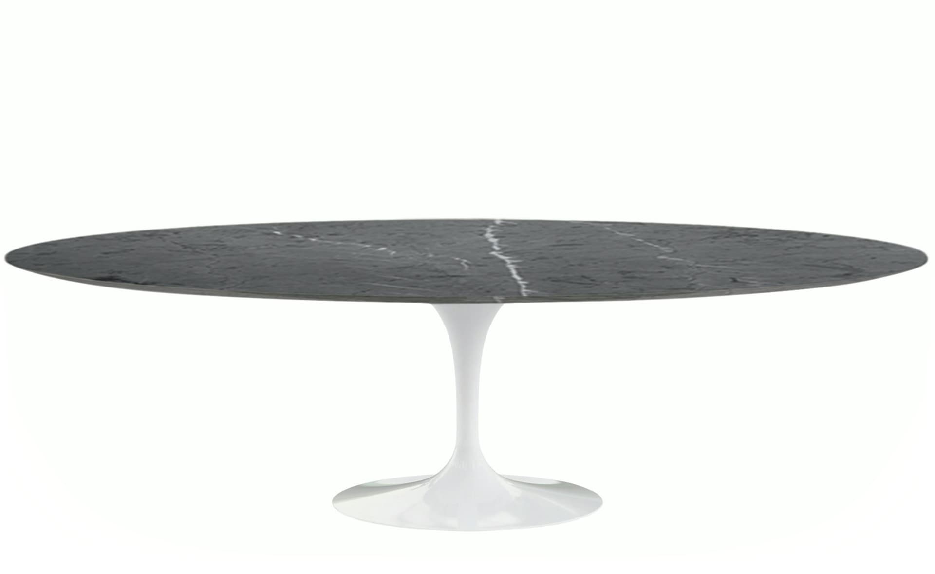 saarinen dining table - 96" oval / high gloss - white / satin marble - grigio marquina