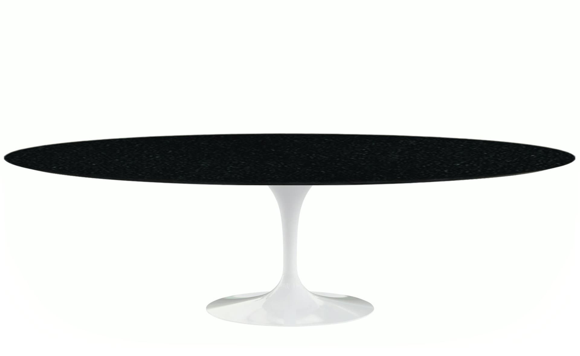 saarinen dining table - 96" oval / high gloss - white / granite - black andes