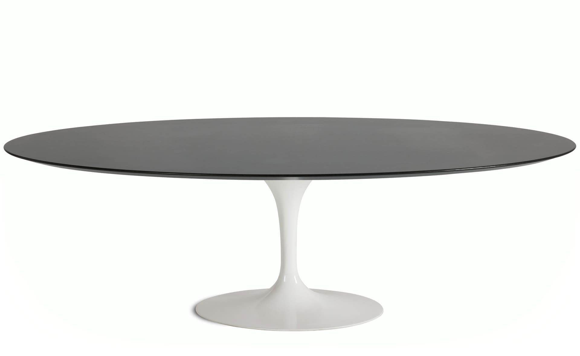 saarinen dining table - 96" oval / high gloss - white / veneer - topo noir