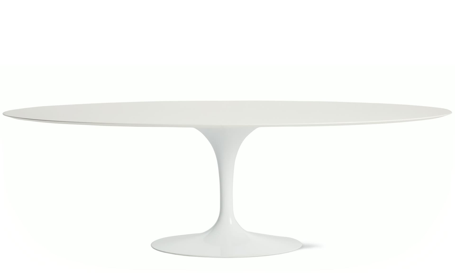 saarinen dining table - 96" oval / high gloss - white / engineered stone - vetro bianco