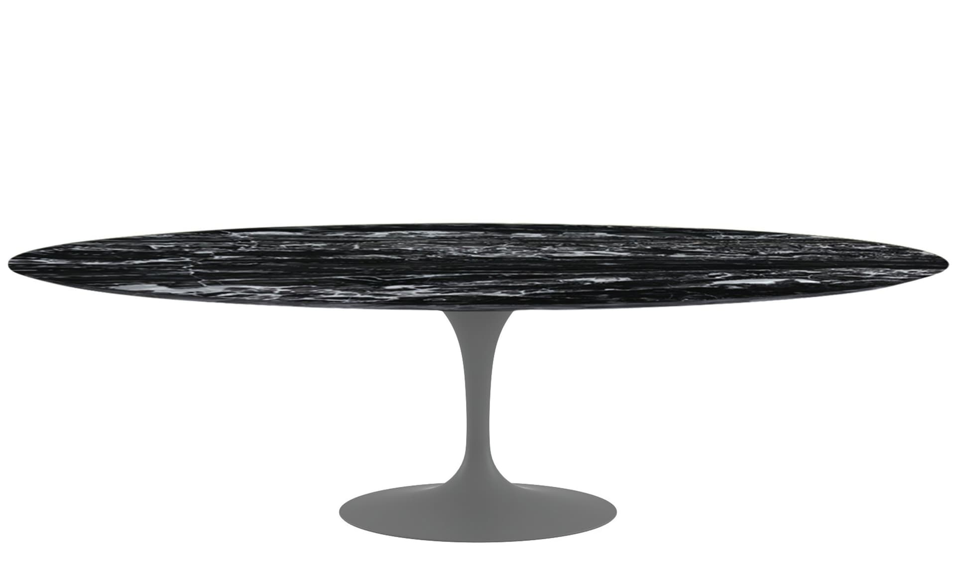 saarinen dining table - 96" oval / satin - grey / polished marble - portoro