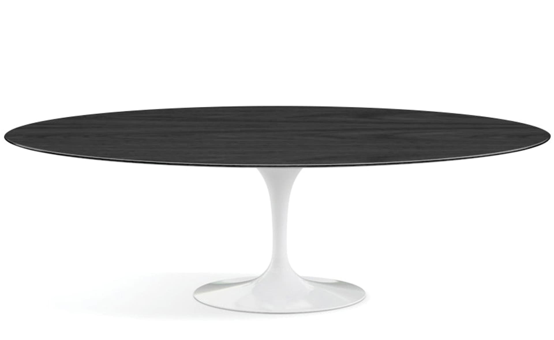 saarinen dining table - 96" oval / high gloss - white / veneer - ebonized walnut